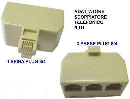 Adattatore Sdoppiatore TELEFONICO 3 PRESE 6P4C 1 SPINA telefonica Plug RJ11 TOP