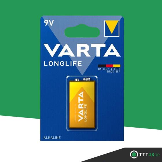VARTA BATTERIA  9 V 4122 Longlife Alklaine 6LR61 giocattolo MN1604