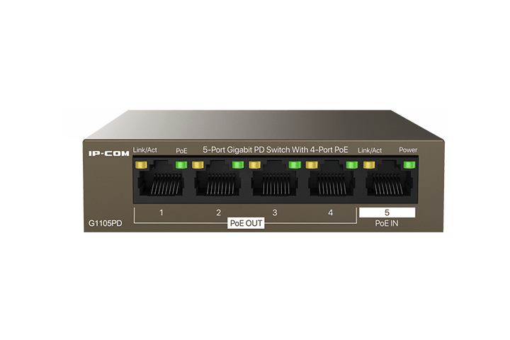 Switch 5 porte Gigabit PD - 4 porte PoE OUT 1 porta PoE IN
