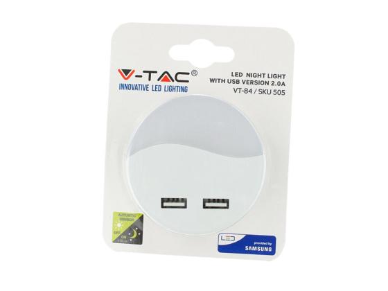 Segnapasso Led Notturno Rotondo 4000K Caricabatteria 2 Porte USB Caricatore 2A