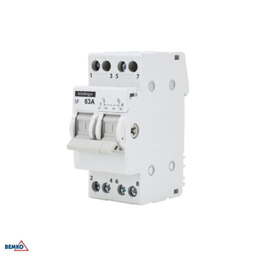Commutatore Bipolare Selettore 1-0-2 63A 230V DIN Barra Solare 2 Poli