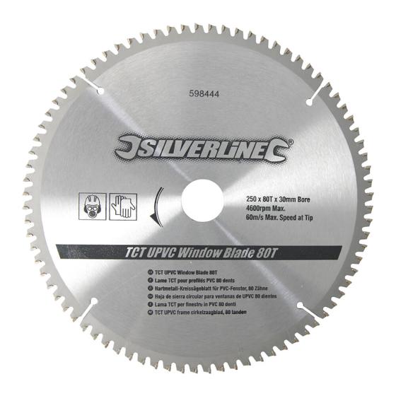 LAMA PER SEGA PER FINESTRE IN UPVC TCT SILVERLINE DA 250 MM, 80 DENTI