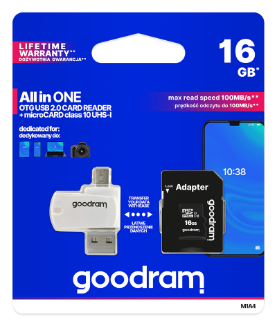 Goodram M1A4 All in One 16 GB MicroSDHC UHS-I Classe 10