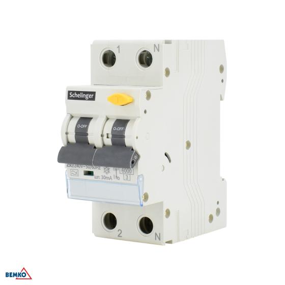 Interruttore automatico RCBO 2P C 20A 30mA 10kA TIPO A SCHELINGER