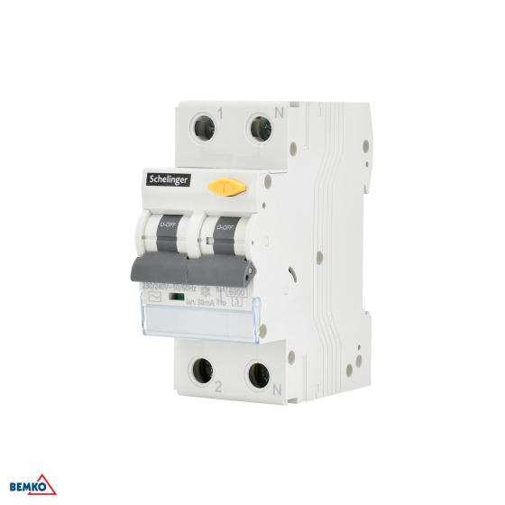 Interruttore automatico RCBO 2P B 10A 30mA tipo AC Schelinger