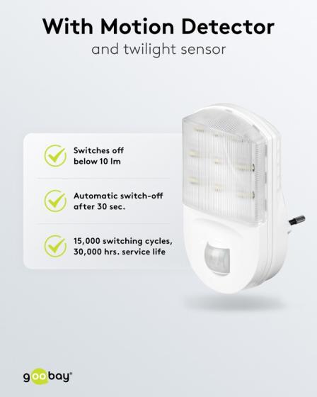 Lampada Notturna LED Sensore Movimento PIR Bianco Freddo 6500K 5m