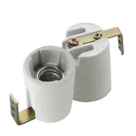 PORTA LAMPADA CERAMICA-Lampade Versione e14 Ceramica Presa 230v CON STAFFA