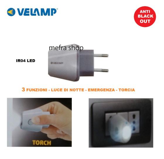 LAMPADA PUNTO LUCE NOTTE LED ANTI BLACK OUT TORCIA EMERGENZA 3 FUNZIONI ELETRAL.