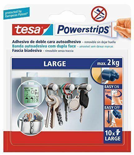 BIADESIVO TESA POWERSTRIPS 10 STRISCE BIADESIVE REMOVIBILE SENZA TRACCIA