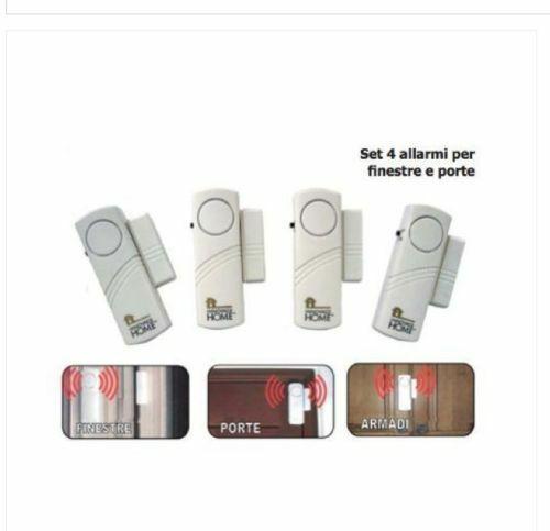 KIT 4 ALLARMI ANTIFURTO ALLARME SENSORE per FINESTRE PORTA ARMADIO UFFICIO CASA