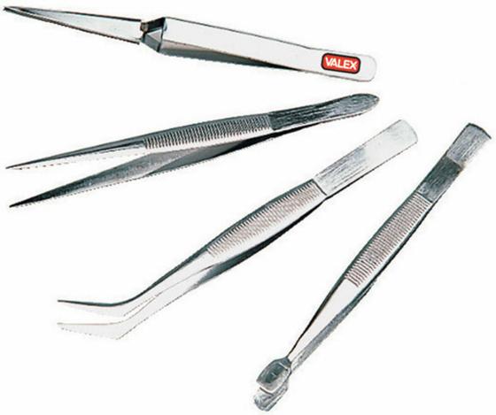 PINZE DI PRECISIONE PINZETTE PINZETTA SET KIT 4 PEZZI VALEX ACCIAIO INOX PINZA