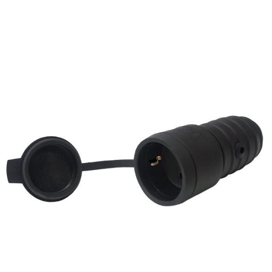 PPRESA VOLANTE SCHUKO 2P-T 16A 250 V NERA A TENUTA STAGNA IP44 ANTISCHIZZO