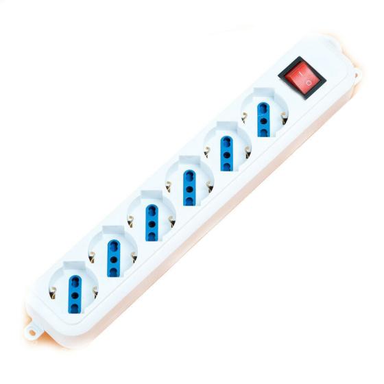 Multipresa Ciabatta Elettrica 6 Posti con cavo da 1,5m 6 attacchi Schuko Bipasso
