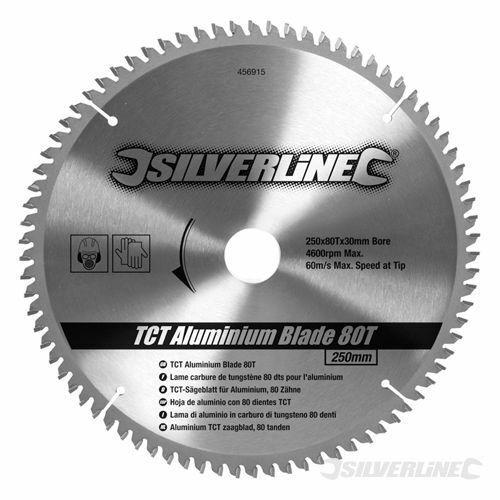 Lama TCT per alluminio 80 denti  250x30 con Anelli riduttori da 25, 20 e 16 mm