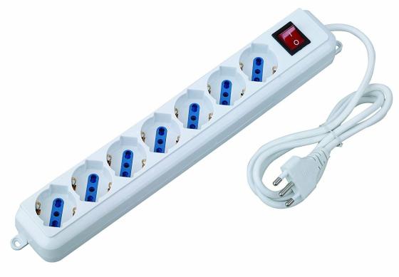 Multipresa Ciabatta Elettrica 7 Posti con cavo da 1,5m 7 attacchi Schuko Bipasso