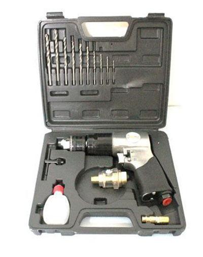 TRAPANO ANGOLARE AD ARIA COMPRESSA REVERSIBILE MANDRINO DA 10mm CON ACCESSORI