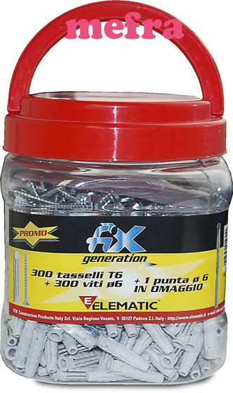 BOX KIT 300 Pz. TASSELLO TASSELLI in NYLON T6VA con VITE 6x30mm  PUNTA  6 OMA