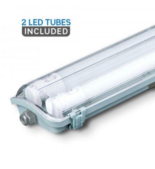 LED WATERPROOF LAMP FITTING WITH 2 X 22W TUBES BIANCO NATURA - Naturale - XXHAAO