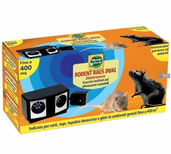 SCACCIATOPI REPELLENTE PER TOPI DISSUASORE "RODENT RAUS" DUAL A ULTRASUONI REP60