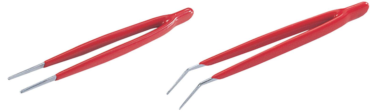 2 Pinzette professionali  a molla: pinza dritta  pinza a becchi curvi
