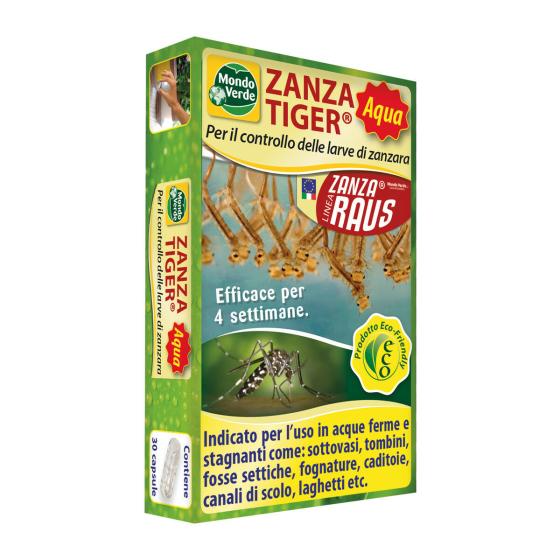 Trappola Zanza Tiger Aqua 30 Capsule per controllo larve di zanzare antizanzare