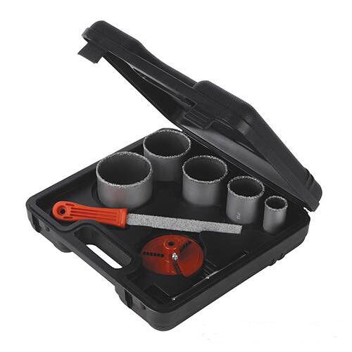 KIT SEGHE FRESE A TAZZA FRESA BUCA CEMENTO MATTONI PIASTRELLE 9 PZ IN VALIGETTA