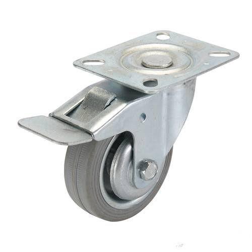 RUOTA INDUSTRIALE PESANTE PER CARRELLI GOMMA ANTITRACCIA con freno 75mm x 50Kg
