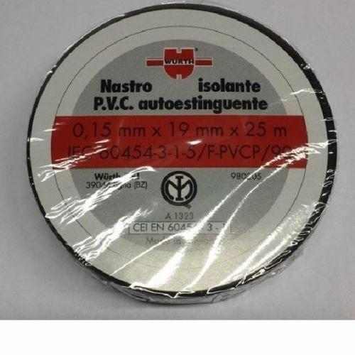 NASTRO ISOLANTE ISOLATO ELETTRICISTA PVC NERO.19MM 25MT wurth