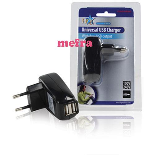 Alimentatore da rete 220V AC con uscita USB da 5V 500 ma CARICATORE HQ DUAL USB