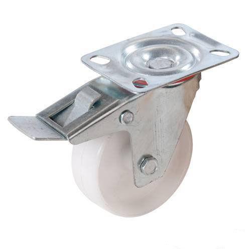 RUOTE CARRELLO Polipropilene Castor girevole con freno 75 millimetri 70kg