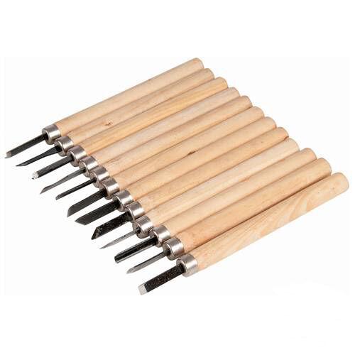 SET DI 12 ATTREZZI UTENSILI SCALPELLI SGORBIE PER INTAGLIO LEGNO CERA ARGILLA