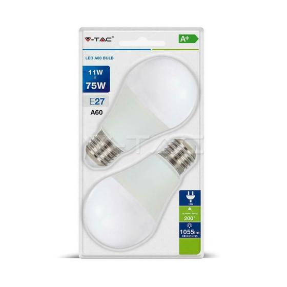 LAMPADINA LED E27  11W BULB A60 BIANCO CALDO E27 2PZ/BLISTER - Calda - XXSOFH