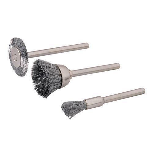 Set di spazzole in acciaio per utensile multi-uso 3 pz 5, 15, 20 mm D