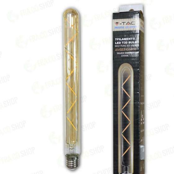 LAMPADINA LED - 7W T30 E27 FILAMENTO AMBER BIANCO CALDO 2200 - Calda - XXARPX