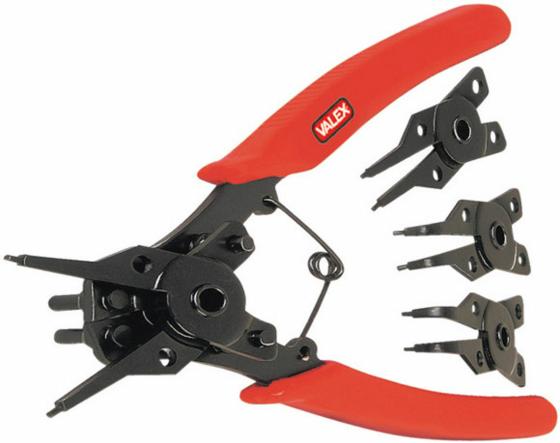 PINZA PER ANELLI ELASTICI INTERNI ED ESTERNI CON CLIPS INTERCAMBIABILI