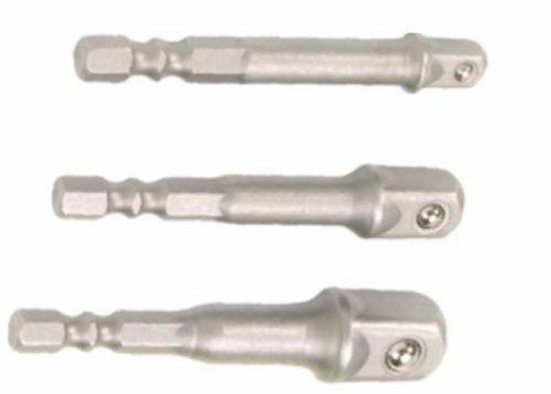 Set 3 adattatori per bussola 1/4" 3/8" 1/2" per avvitatore e trapano bussolotti