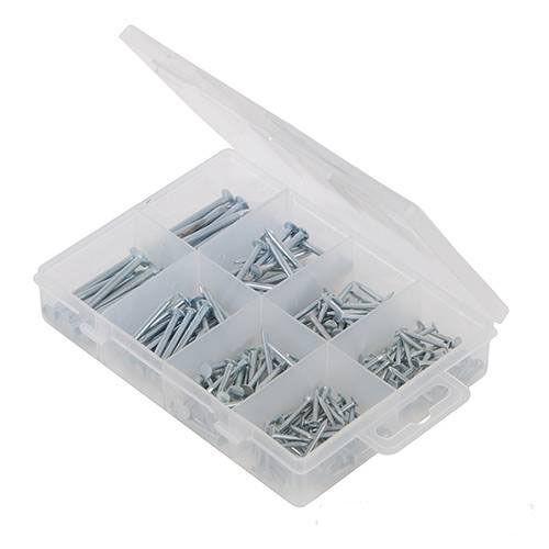 KIT SET ASSORTIMENTO 200 CHIODI CHIODO ZINCATO APPENDI QUADRO in PORTAMINUTERIA