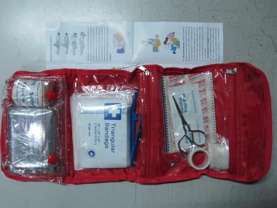 KIT BORSA CASSETTA NYLON PRONTO SOCCORSO MEDICO MEDICAZIONE SET per BARCA AUTO