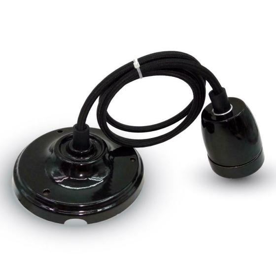 LAMPADARIO CON PORTALAMPADA PORCELLANA NERO - XXFXRM