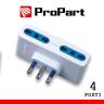 PROPART adattatore 4 prese bipasso spina 16A 220-240 volt CE bianco lif pes1013w