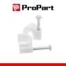 PROPART Graffe fermacavo con chiodini per Cavo TONDO 5mm Bianca 100pz
